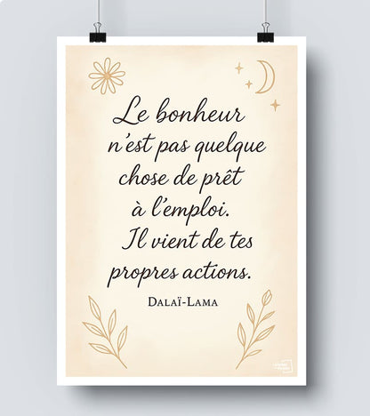 Affiche Citation - Le bonheur n est pas quelques choses prêt à l emploi