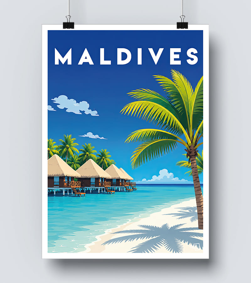 Affiche Maldives vintage