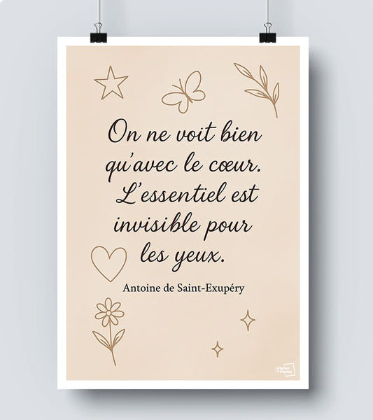 Affiche Citation - On ne voit bien qu avec le coeur