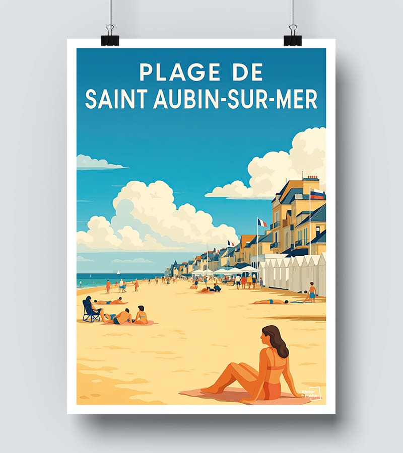 Affiche Plage de Saint Aubin sur Mer