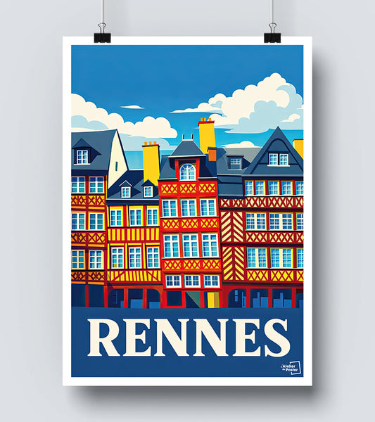 Affiche Rennes Maisons colombages
