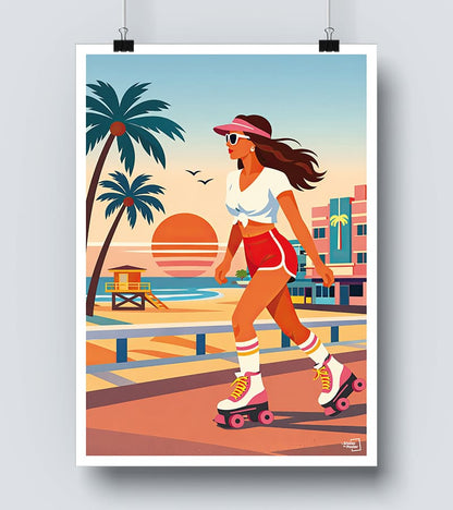 Affiche Roller Américaine Style année 90