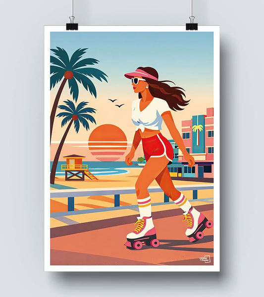Affiche Roller Américaine Style année 90
