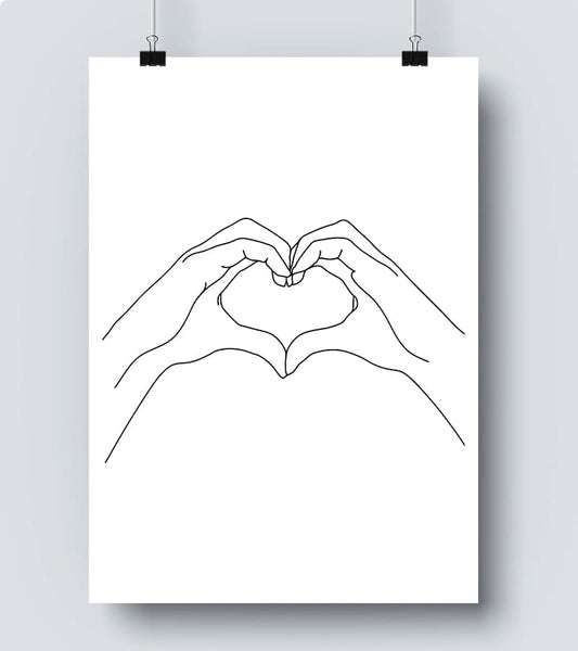 Affiche Line Art Coeur Mains #11