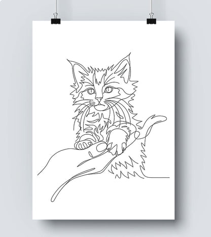 Affiche Line Art Chaton #12