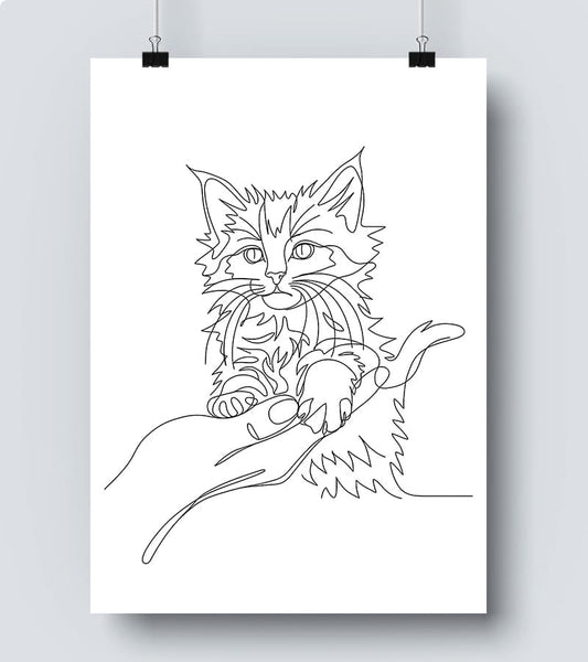 Affiche Line Art Chaton #12