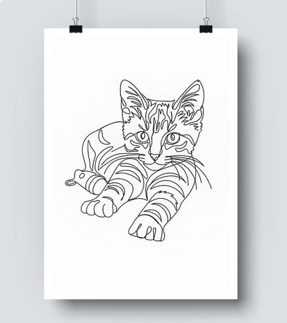 Affiche Line Art Chat Félin #13