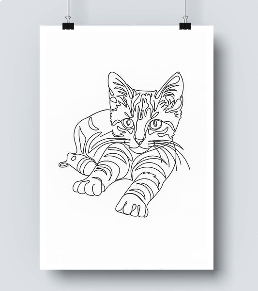 Affiche Line Art Chat Félin #13