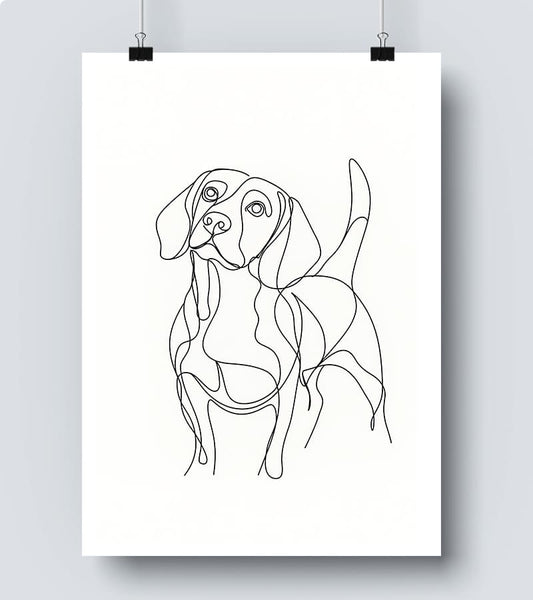 Affiche Line Art Petit chien Canidé #15