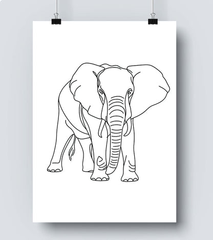 Affiche Line Art Elephant #19