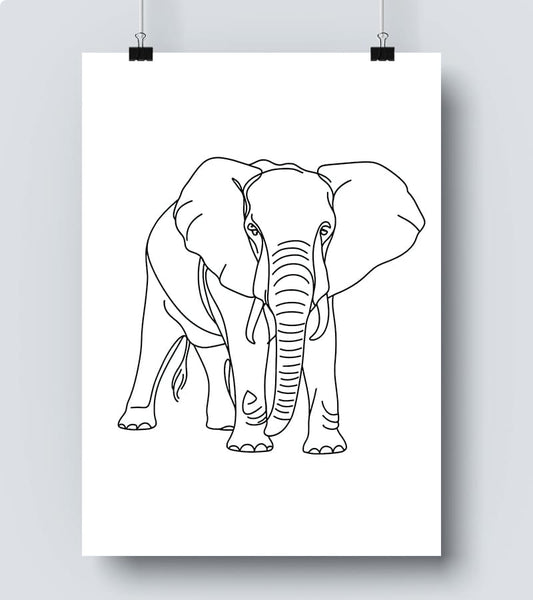 Affiche Line Art Elephant #19
