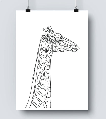 Affiche Line Art Girafe #20