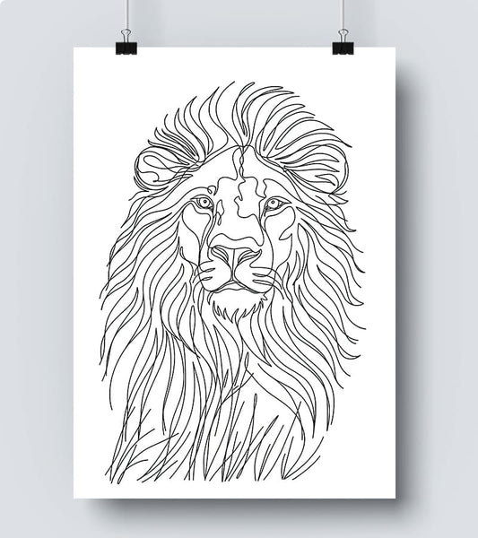 Affiche Line Art Lion Roi de la Jungle #22