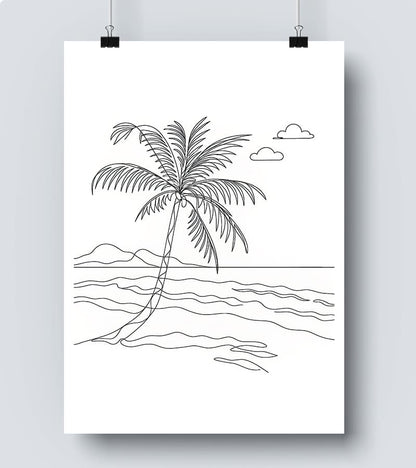 Affiche Line Art Paysage Vacance