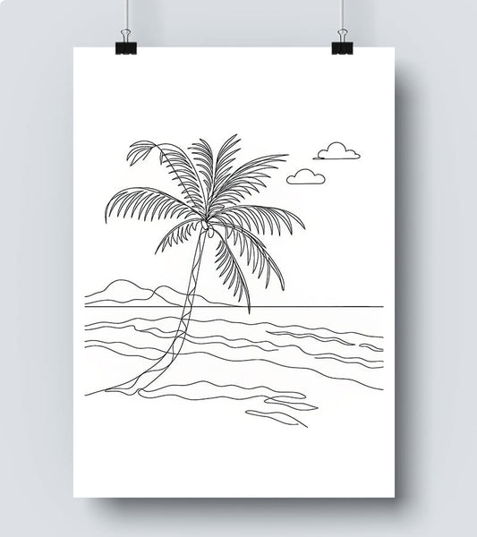 Affiche Line Art Paysage Vacance