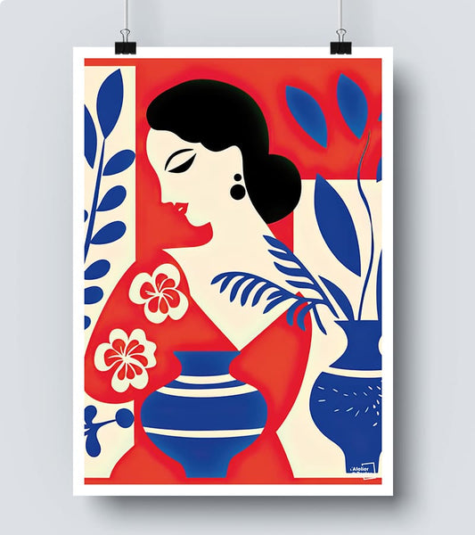 Affiche Style Matisse Jeune femme coloré cubisme #26