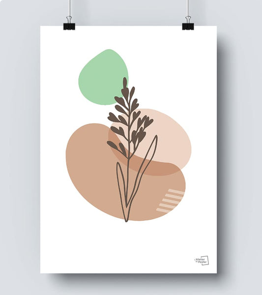 Affiche minimaliste abstrait plante végétation pastel #27