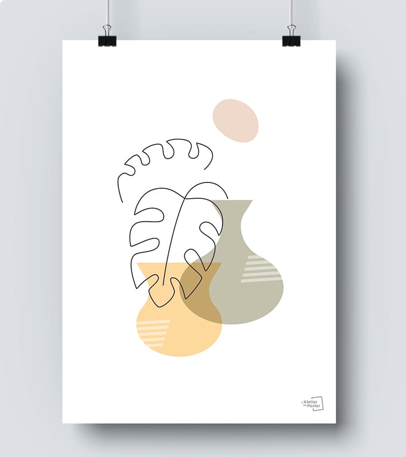 Affiche plante minimaliste pastel 
