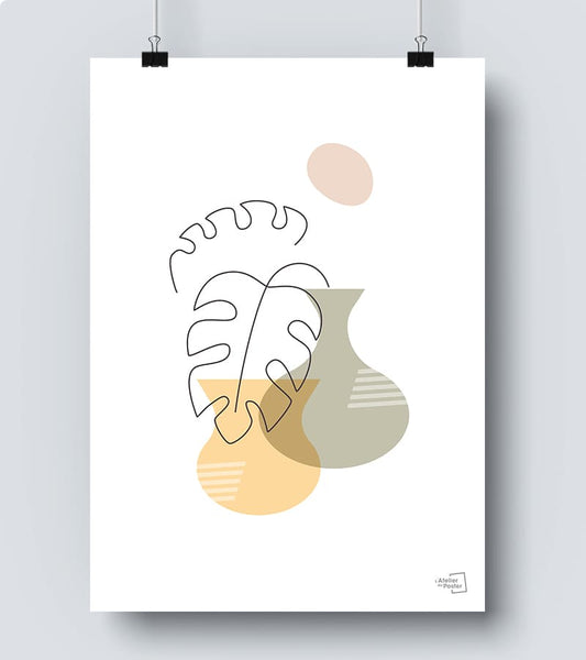 Affiche plante minimaliste pastel 