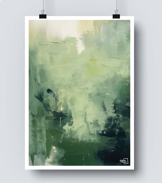Affiche tableau abstrait vert 