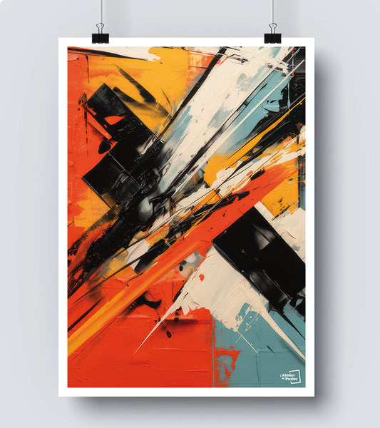 Affiche tableau abstrait explosion de couleur