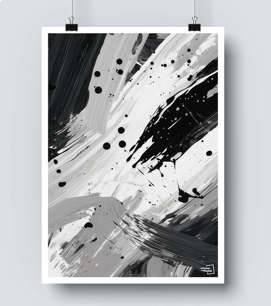 Affiche abstrait noir et blanc #44