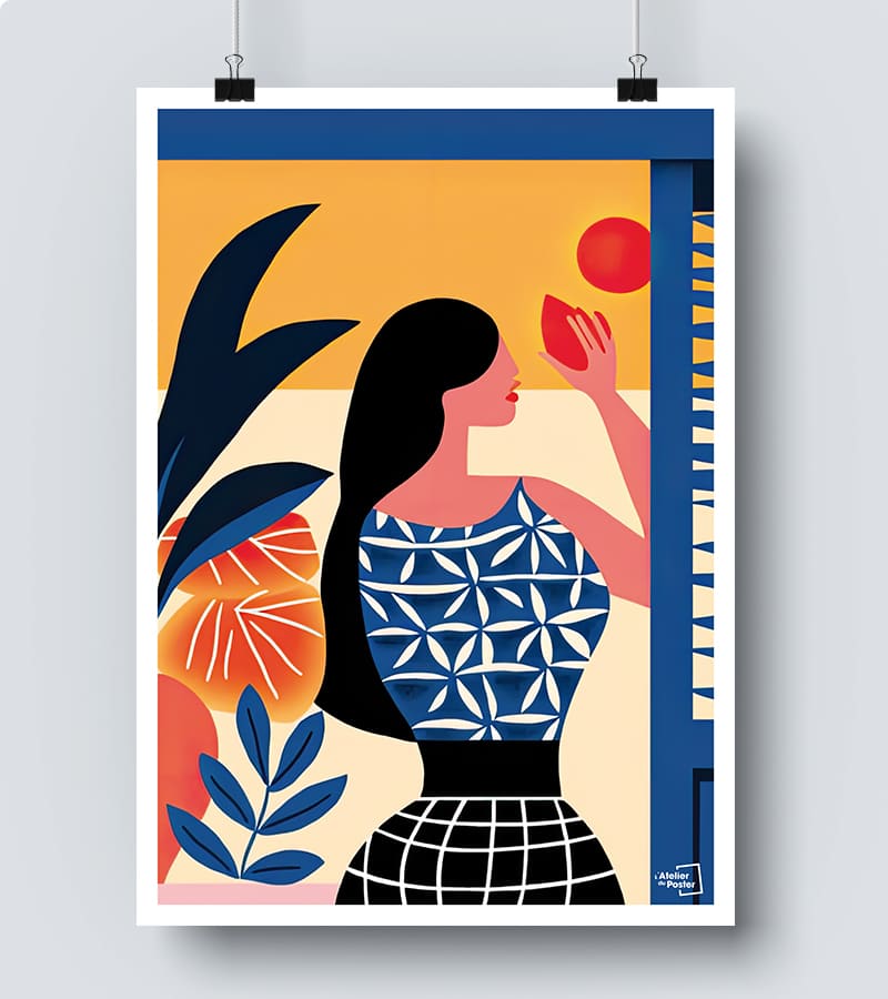 Affiche Femme cubisme aux couleurs vives