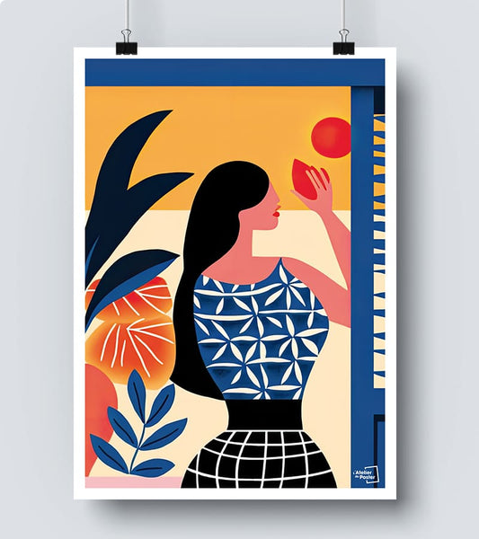 Affiche Femme cubisme aux couleurs vives