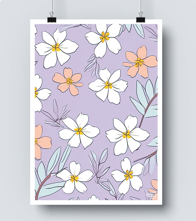 Affiche motif fleur lys bohème