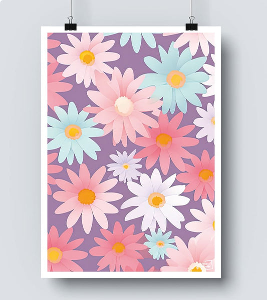 Affiche marché fleur motif marguerite
