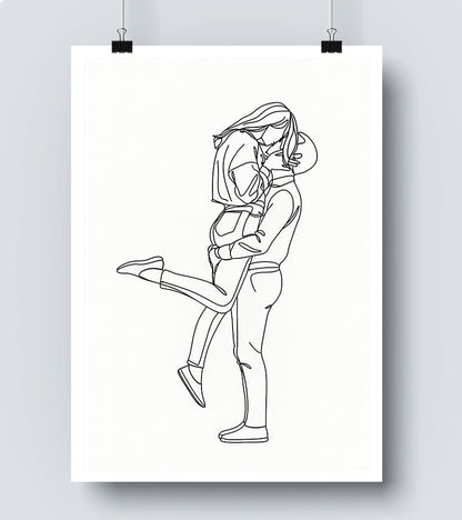 Affiche Line Art Couple Amoureux #4