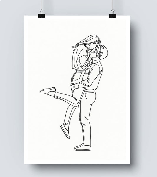 Affiche Line Art Couple Amoureux #4