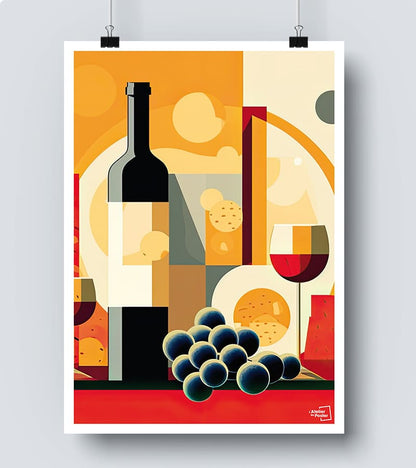 Affiche Apero cubisme abstrait 