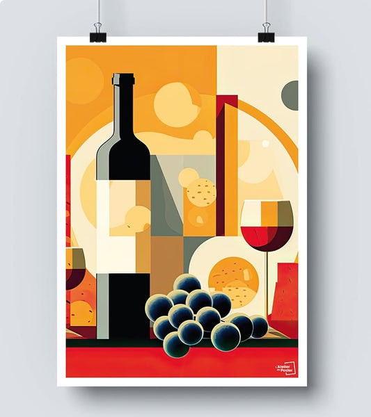Affiche Apero cubisme abstrait 