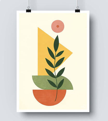 Affiche Nature Minimaliste – Composition Végétale et Graphique #54