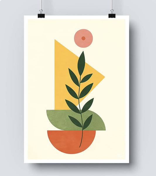 Affiche Nature Minimaliste – Composition Végétale et Graphique #54