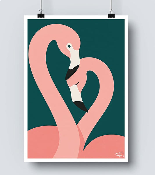 Affiche Minimaliste Flamand Rose – Idée Déco Murale Style Épuré