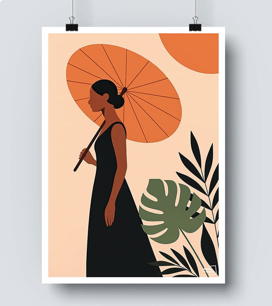 Affiche Féminine et Intemporelle – Femme au Parapluie en Style Contemporain #59
