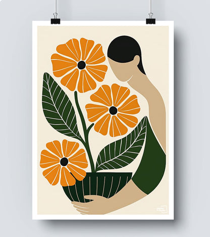 Affiche  Femme Botanique – Art Minimaliste Féminin et Végétal #60