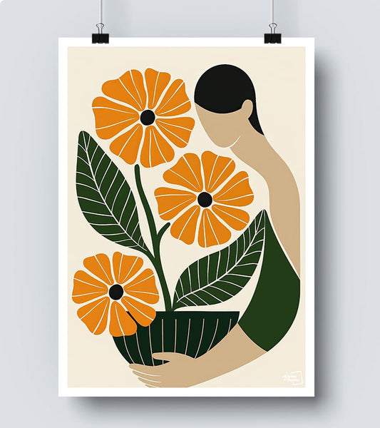 Affiche  Femme Botanique – Art Minimaliste Féminin et Végétal #60