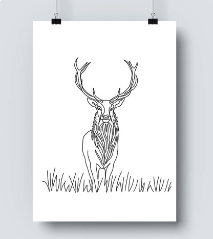 Affiche Line Art Cerf #6