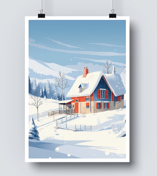 Affiche Chalet en neige