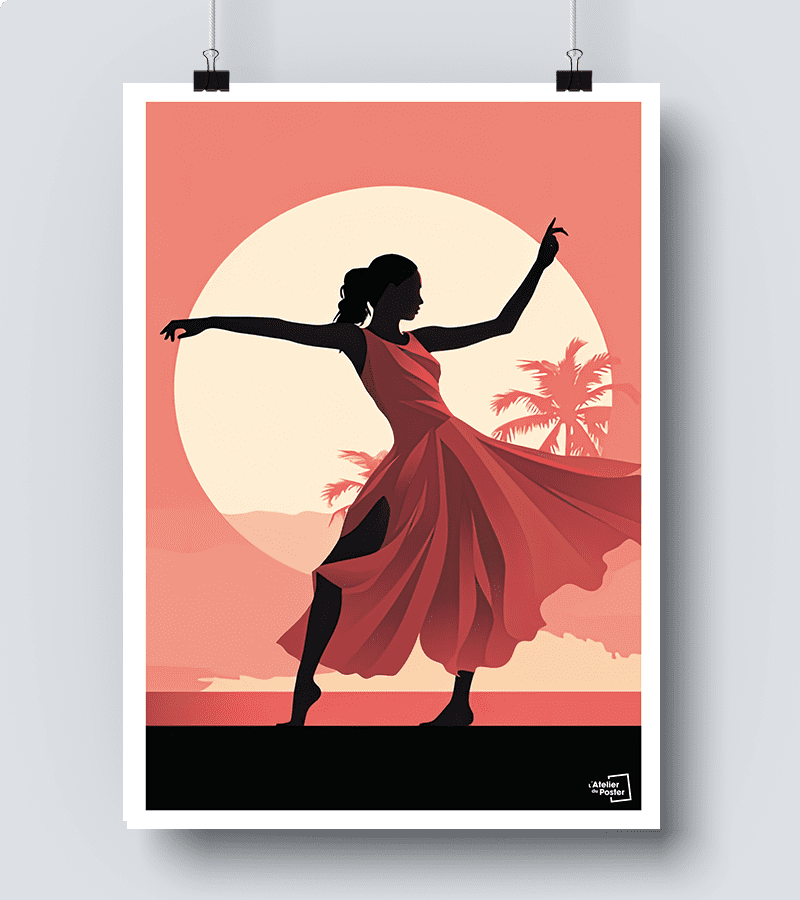 Caractéristiques de l'Affiche Danseuse Hawaïenne