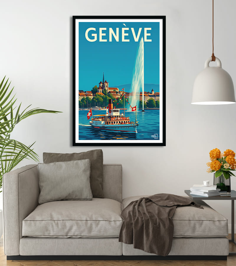 poster bord du lac à Genève