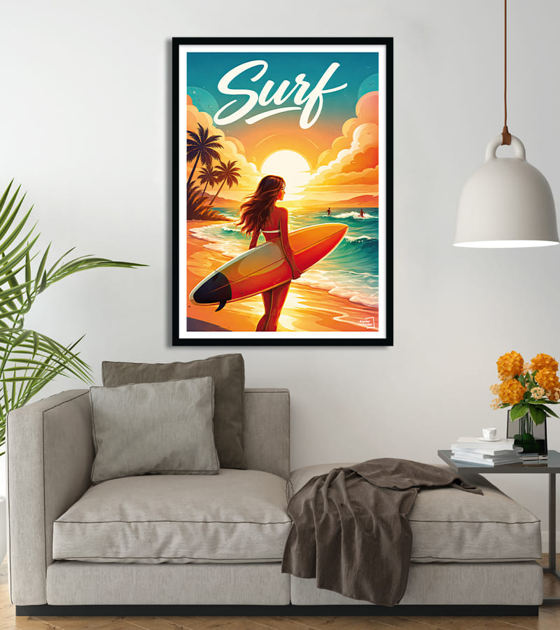 Affiche Surf à la plage