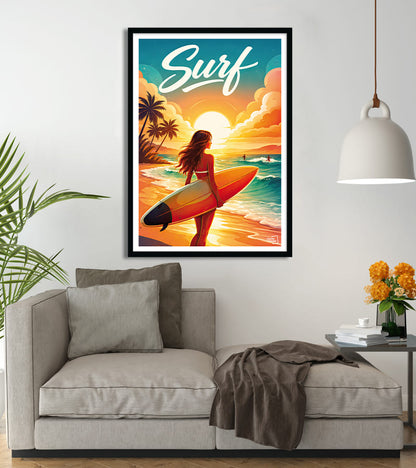 Affiche Surf à la plage