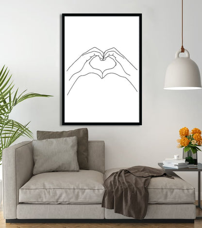 poster Line Art Coeur Mains #11