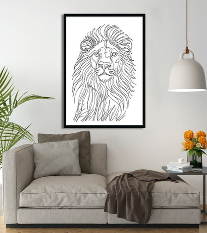 Affiche Line Art Lion Roi de la Jungle #22