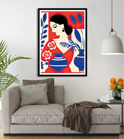 Affiche Style Matisse Jeune femme coloré cubisme #26
