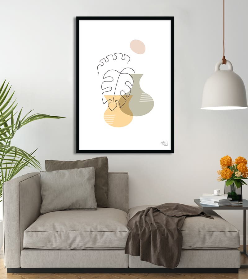 Affiche plante minimaliste pastel 